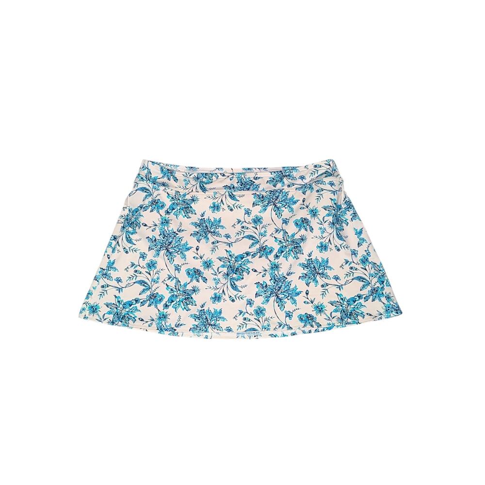 Lands’ End Women's Tummy Control Swim Skirt 14 Tropical Toile Mix & Match UPF 50